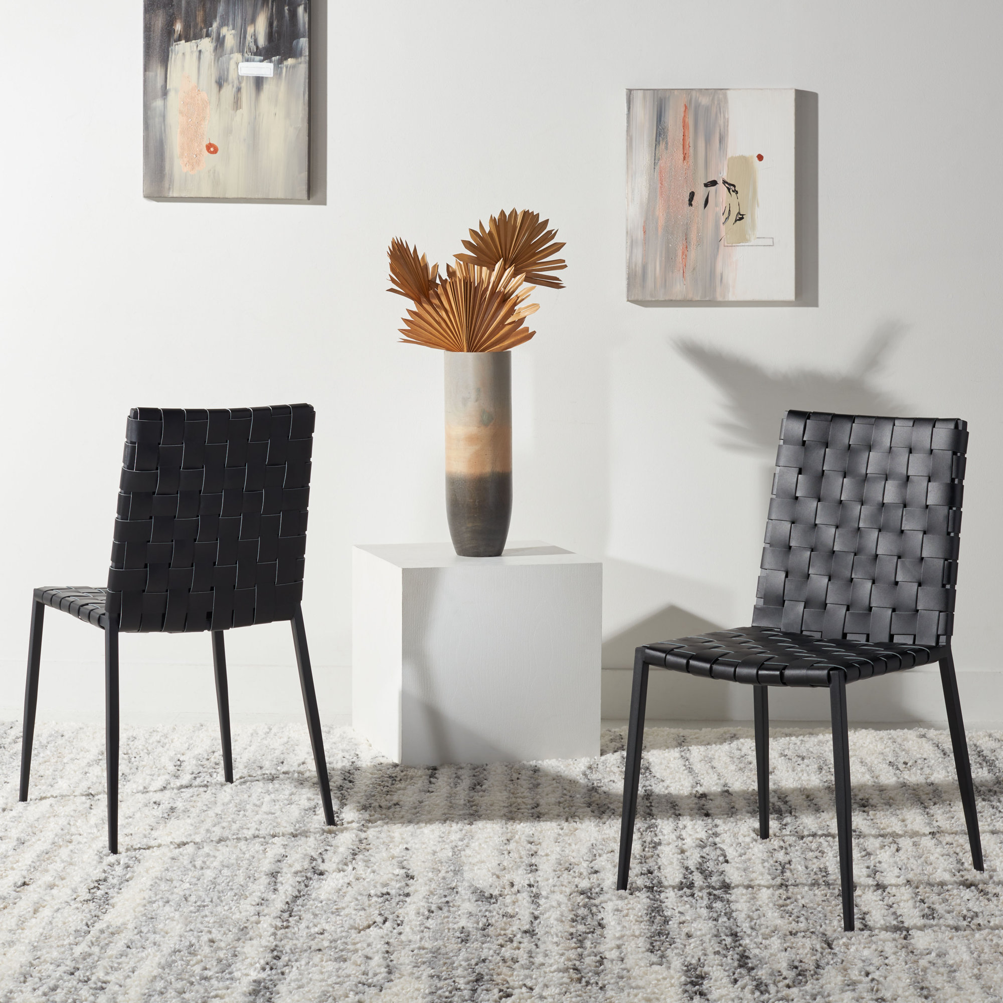 Brett Leather Upholstered Side Chair, Black, Black