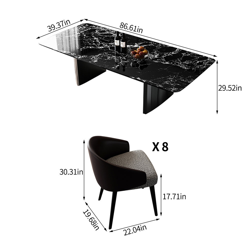ALLNICEDT Modern simple light luxury marble dining table set Wayfair