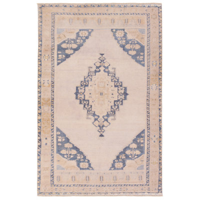 Vibe by Bungalow Rose Debolo Medallion Machine Washable Tan/Blue Area Rug