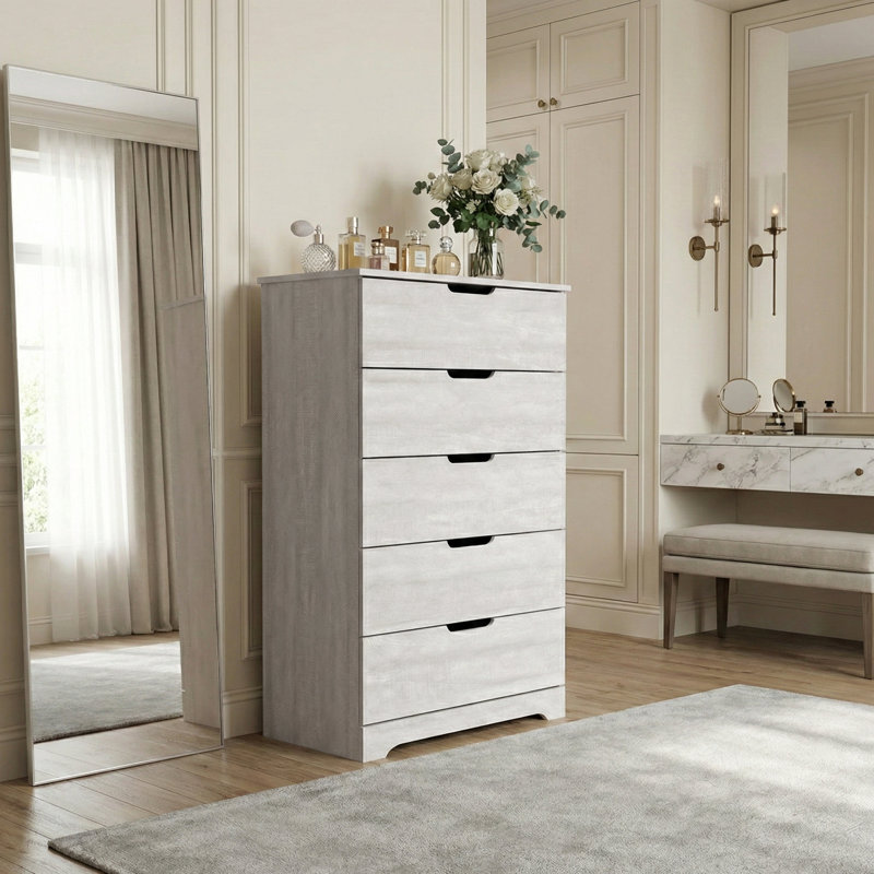 Aroob 5 Drawer 31.5'' W Dresser, Dusty Gray Oak