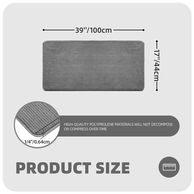 Tapis de cuisine Dawon, Rectangle 3 pi 3 po x 1 pi 5 po, Gris foncé