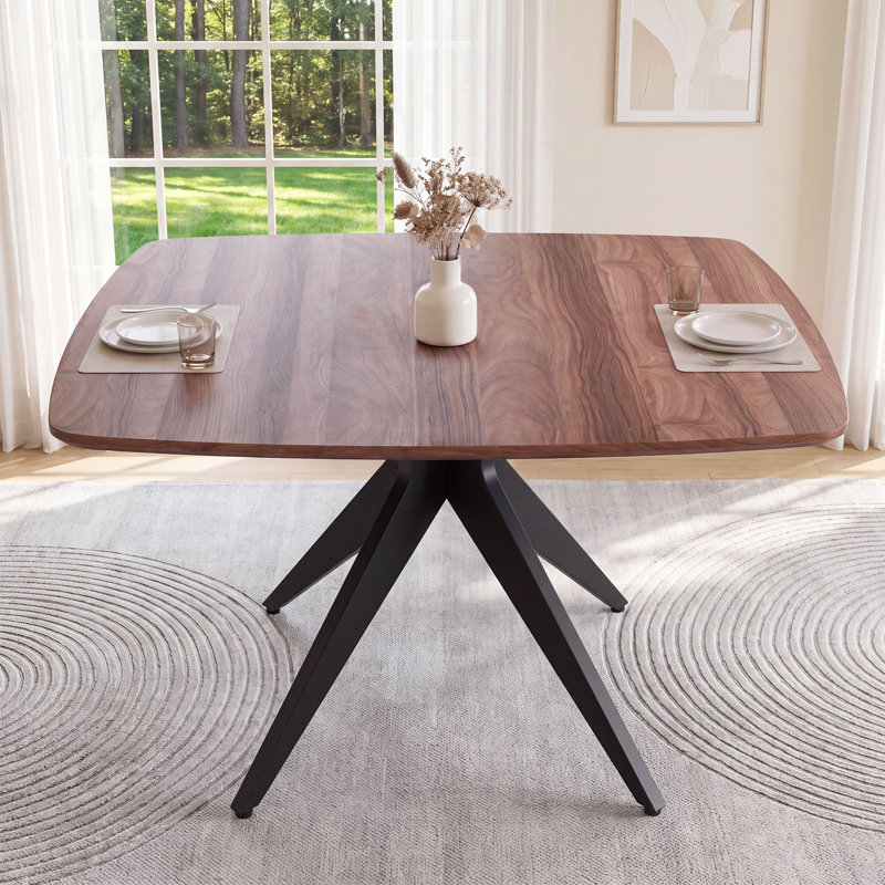 Table de salle à manger Dixson, Noyer, Bois massif