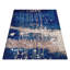 Bleu abstrait en soie noué à la main | Tapis d'intérieur beige Beige-894650042