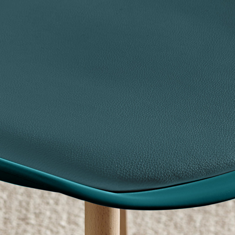 Stolm Bright Moulded Plastic Dining Chair with Wooden Legs and Foam Cushion Seat, Blue