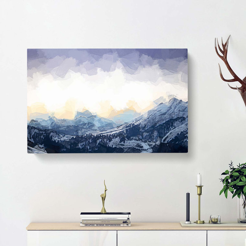 Yellow Sky Above The Mountain In Abstract - Wrapped Canvas Print, 60cm H x 91cm W x 3cm D