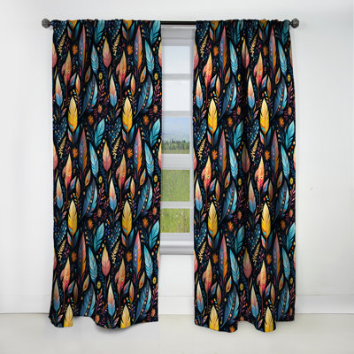 Tribal Dreamscape Feather Boho Motif V - Rideau occultant Boho - 1 panneaux