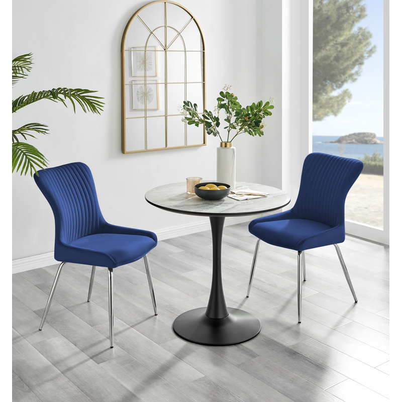 Table de salle à manger Elina, Bleu / Argent