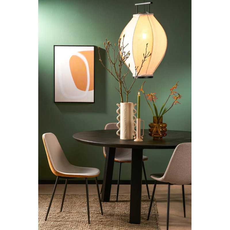 Ihlen 40cm H Polyester Upholstered Side Chair, White/Orange