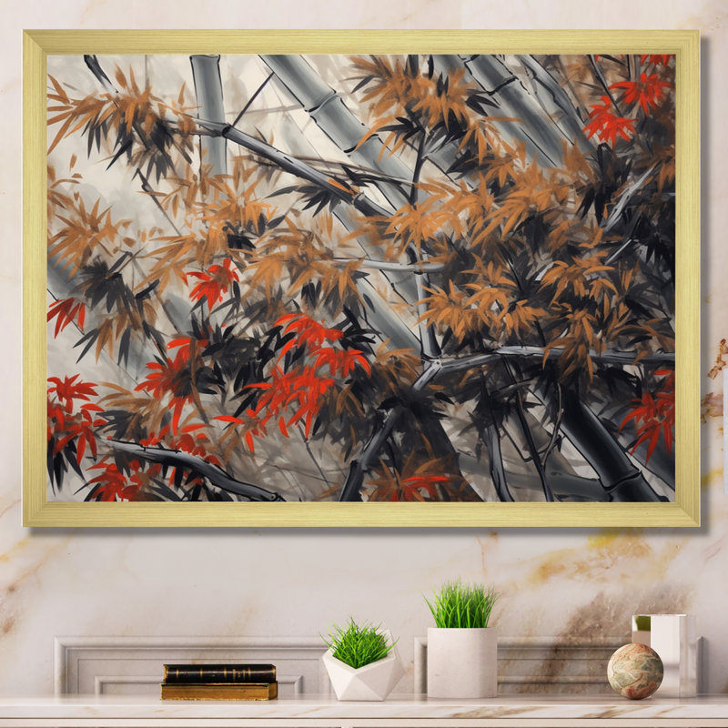 «Dense Bamboo Forest I», reproduction d'art sur toile, H 12 po x l 20 po x P 1 po, Encadrement doré
