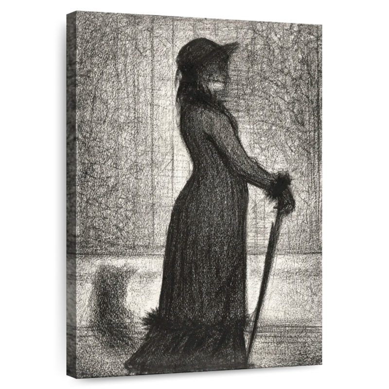 Femme navette se promenant une élégante 1884, H 24 po x l 16 po