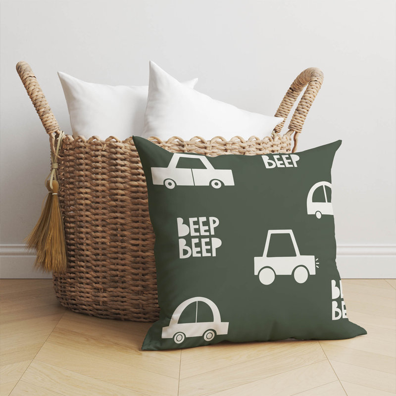 Coussin Beep, H 18 po x l 18 po, Chimichurri / vert / ivoire