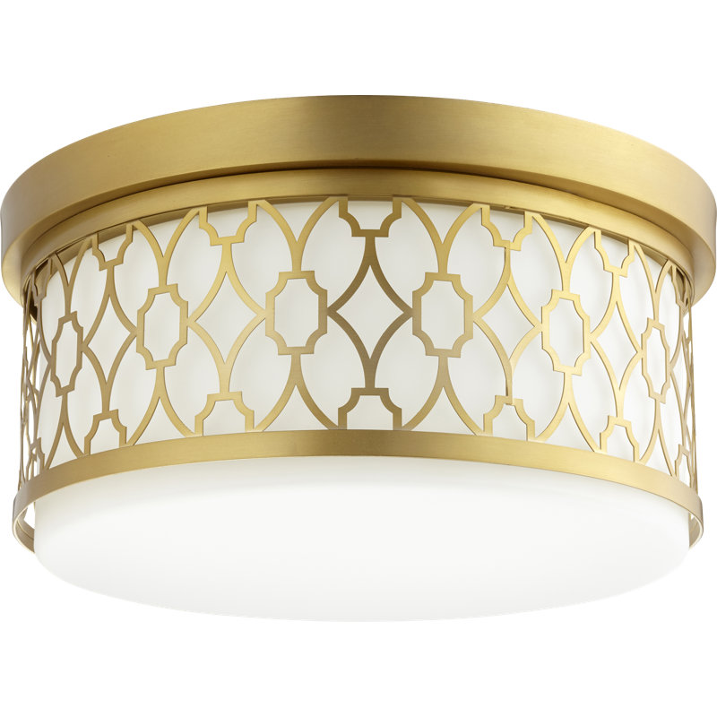 Lugo Glass Flush Mount, Aged Brass