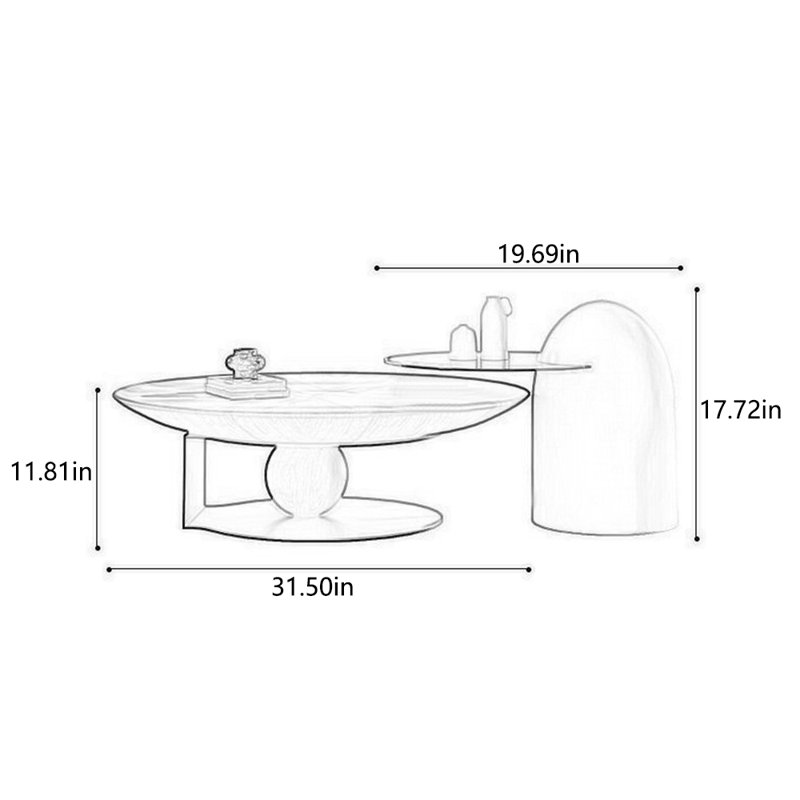 Table basse créative simple de style nouveau, H 17,72 po x L 43,31 po x l 31,5 po