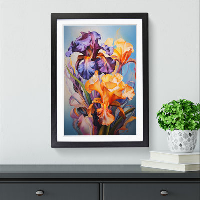 Iris Flower Dadaism - Single Picture Frame Print on Wood