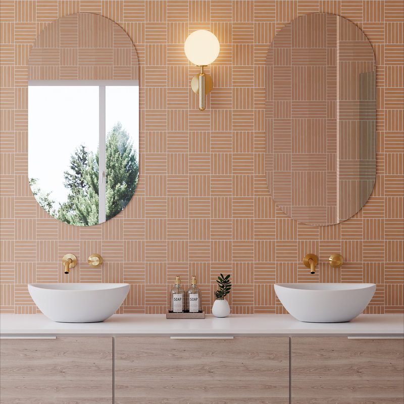 Sahara 0.5" x 4" Porcelain Linear Mosaic Tile, Cotto
