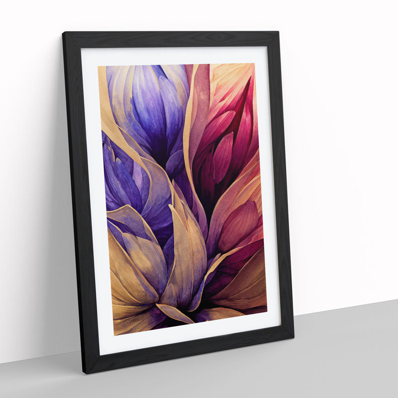 XV1022-2582X Lively Flowers Abstract - Single Picture Frame Painting, 64cm H x 46cm W x 2cm D, Black