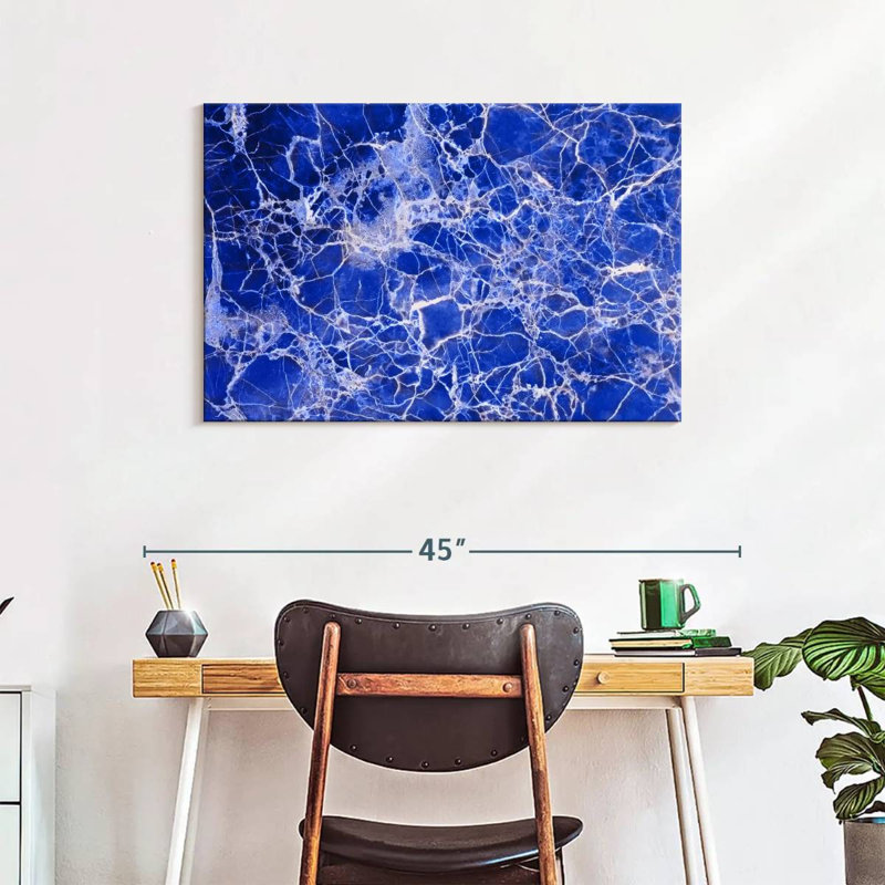 Avery Webbed Marble Blue Abstract, 24" H x 36" W