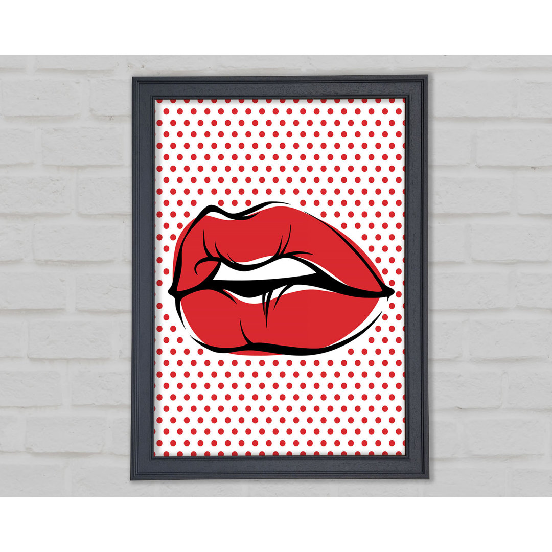 Red Lips on Pokerdots - Einzelne Bilderrahmen Kunstdrucke