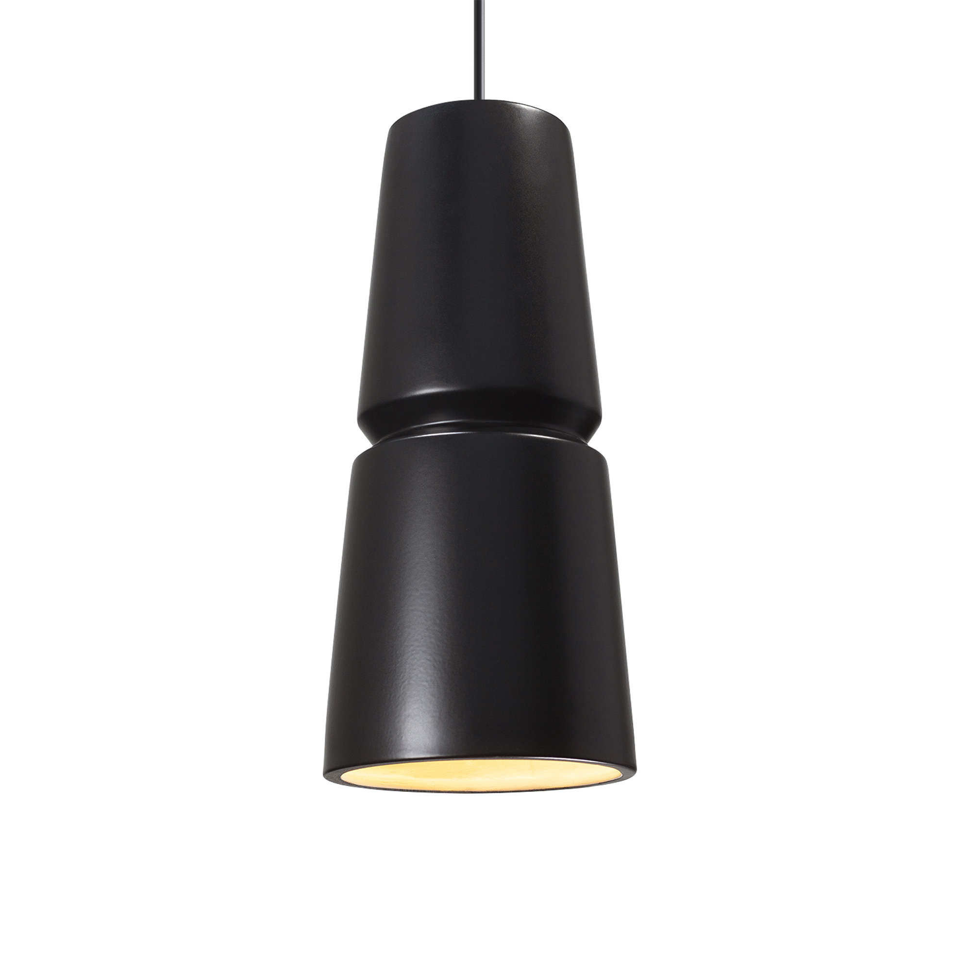Logan 1 - Light Single Cone Pendant, Brushed Nickel, Carbon Matte Black, 18" H x 8" W x 8" D