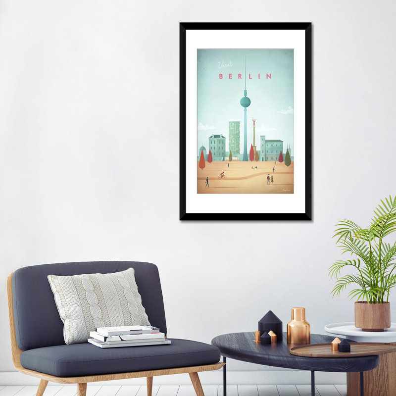 Berlin, impression sur toile tendue, Papier d'art encadré noir, Blanc, H 32 po x l 24 po x P 1 po