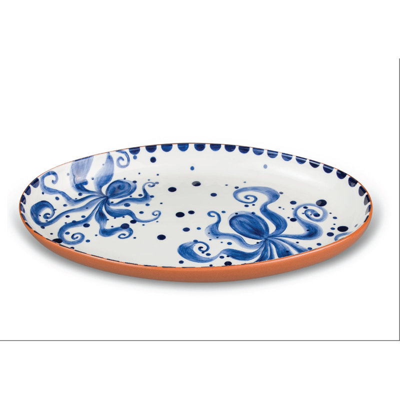 Grand plateau de service ovale 19 po Euro Ceramica Octopus