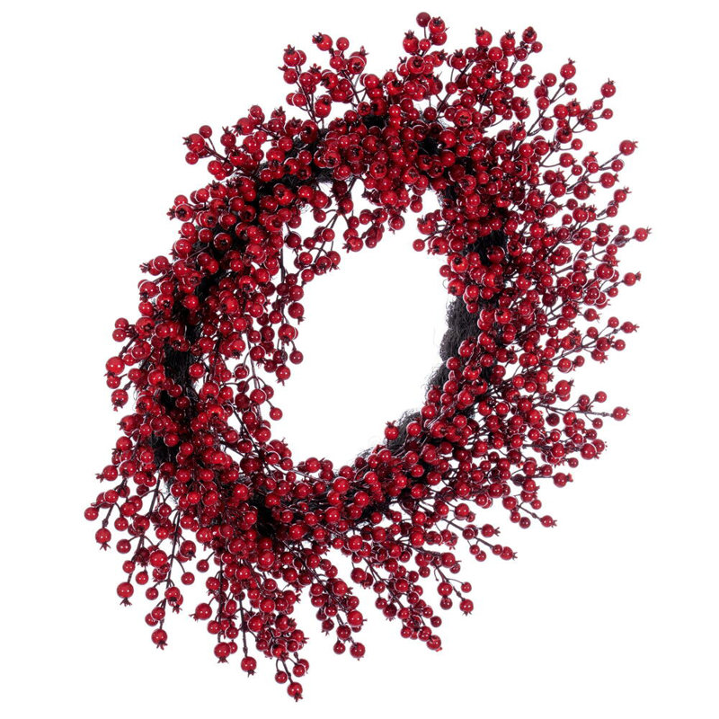 28" Red Crab Apple Mixed Berry Wreath.