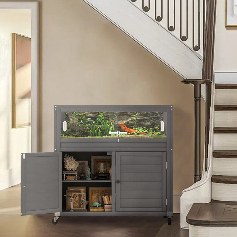 30 Gallons Reptile Terrarium Stand With Adjustable Storage Cabinet