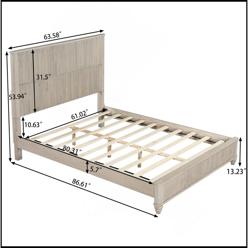 Base de lit en bois massif, base de lit plateforme avec tête de lit, tête de lit haute en bois naturel, aucun sommier nécessaire
