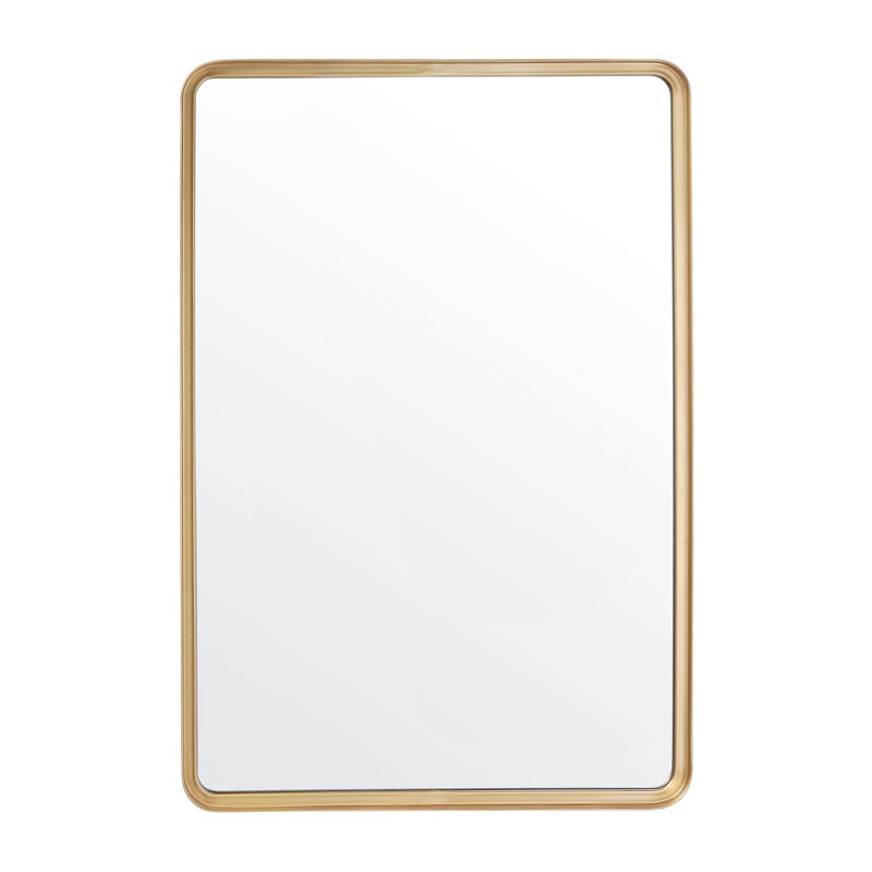 Jonis Wall Mount Shatterproof Wall Mirror with Metal Frame, Gold, 36" x 24"