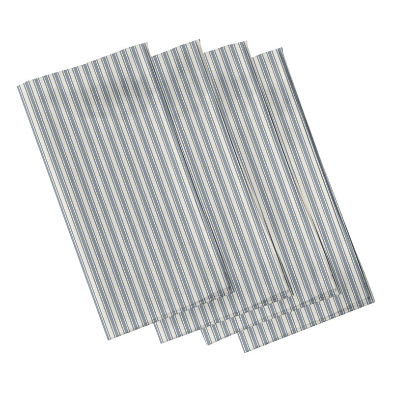 Laymon Polyester Striped Square Napkin, Navy Blue