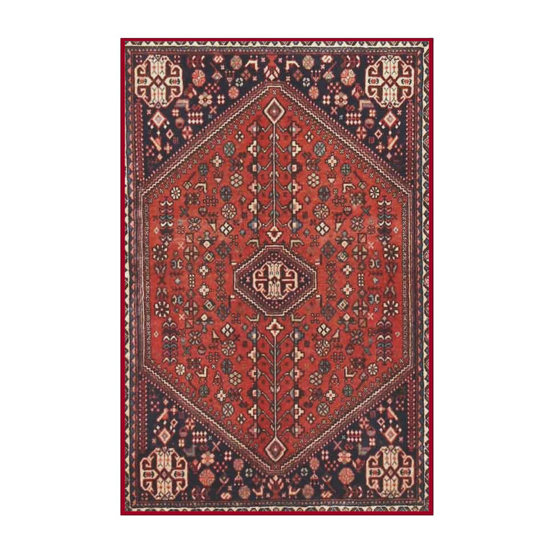 Tapis traditionnel rouge / noir, Rectangle 2 pi x 4 pi