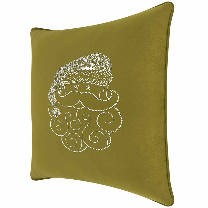 Coussin Sparkles Home Conception de Noël des Fêtes | Insertion de plumes | Lavable à la machine, Carré 20 po, Velours olive