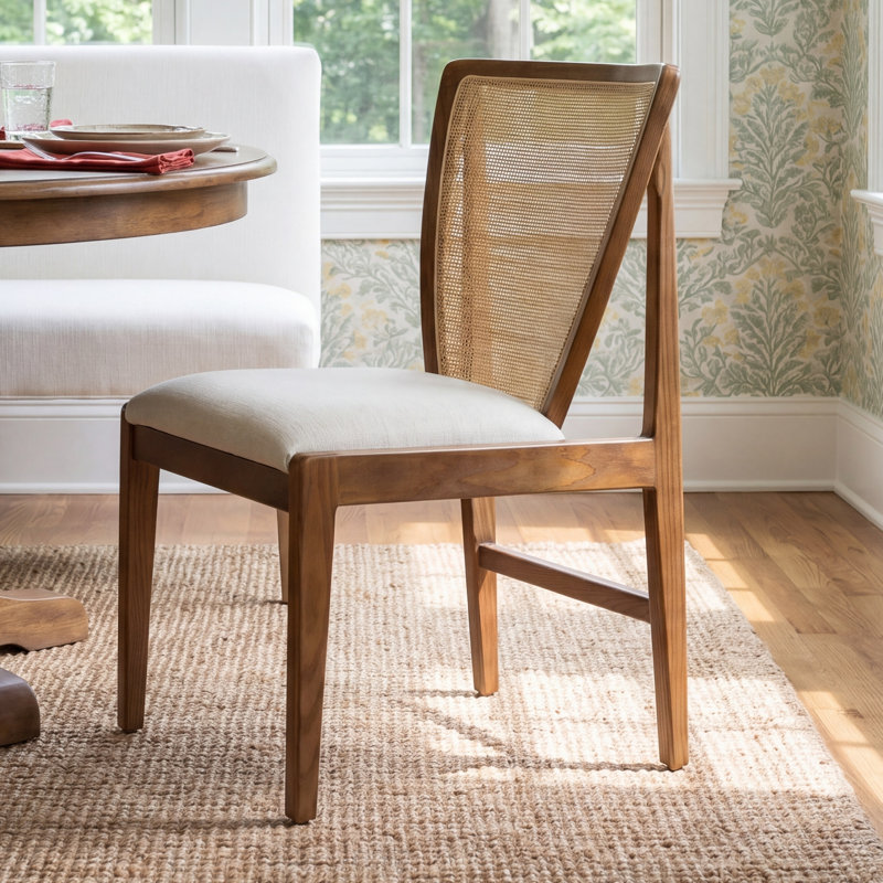 Arcenia 19.88'' H Upholstered Ash Cane Back Parsons Chair