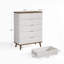  Commode cannelée Mid-Century à 5 tiroirs - blanc et noyer bicolore, l 31,5 po x P 15,7 po x H 45,3 po
