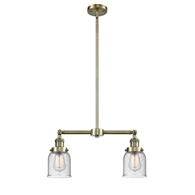 Bell - 2 Light 21" Island Light, Seedy, No Bulb Included, Antique Brass