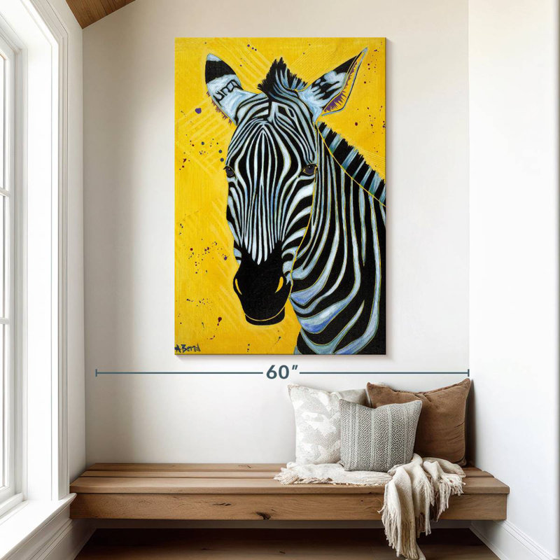 Multicolore zèbre Brampt jaune, H 51 po x l 34 po