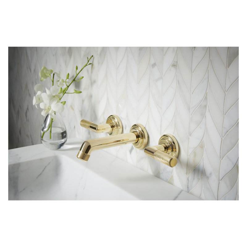 Pinna Paletta® Wall-Mount Sink Faucet, Lever Handles, Unlacquered Brass
