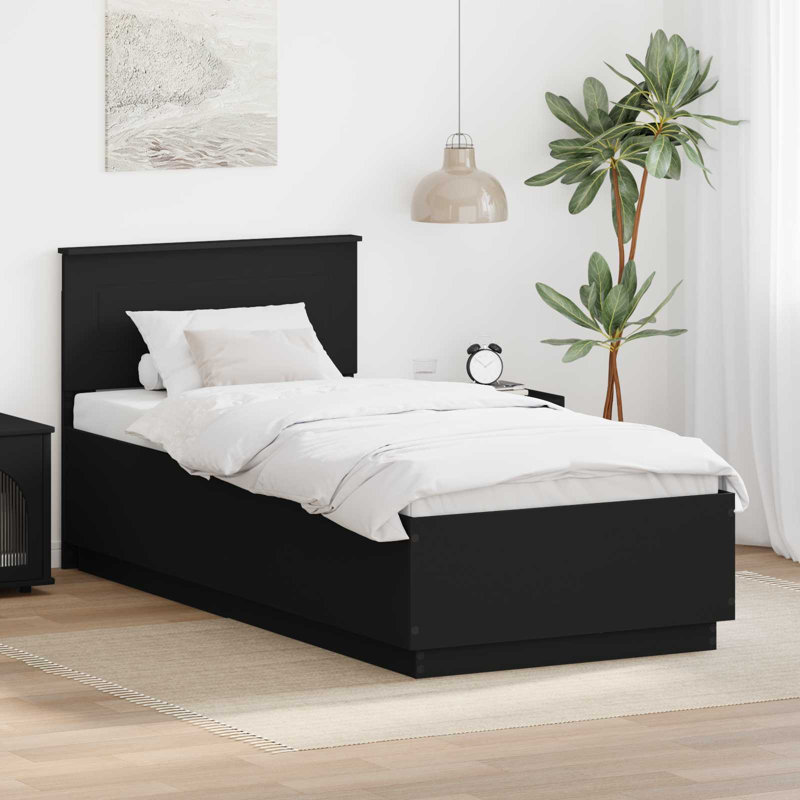 Bed, Black, European Single (90 x 200 cm)
