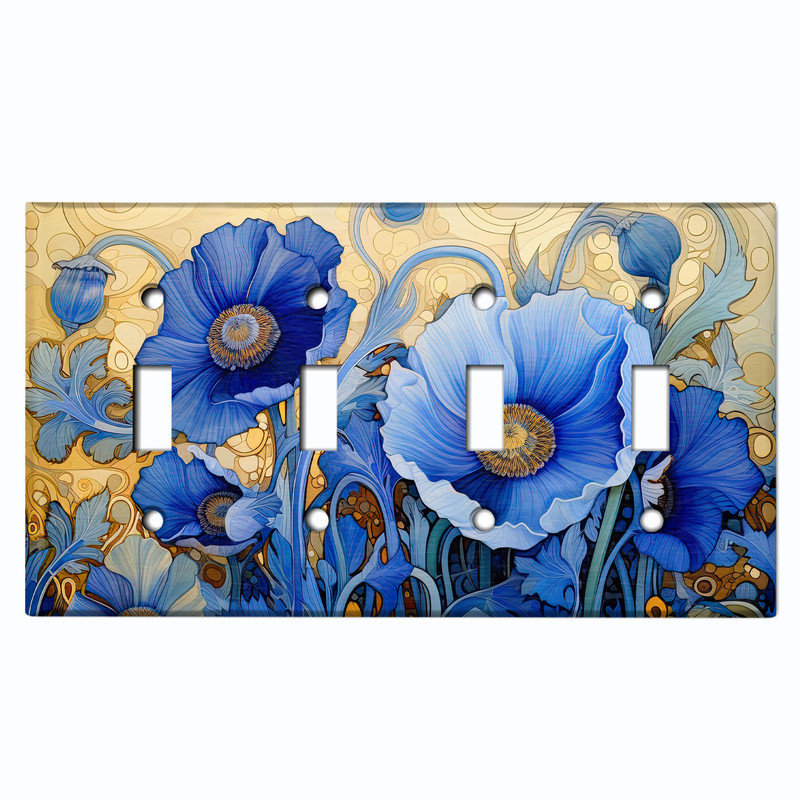 Couvercle de plaque d'interrupteur en métal; Bascule 4 bandes US Standard - Art nouveau, # 4 Quad bascule