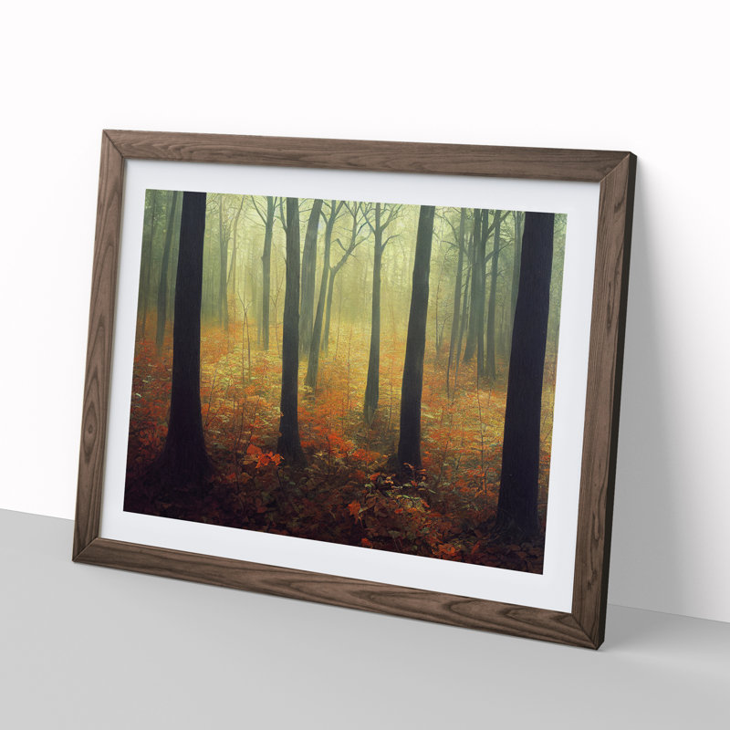 Dynamic Forest 1 Piece Single Picture Frame Painting, 46cm H x 64cm W x 2cm D, Walnut