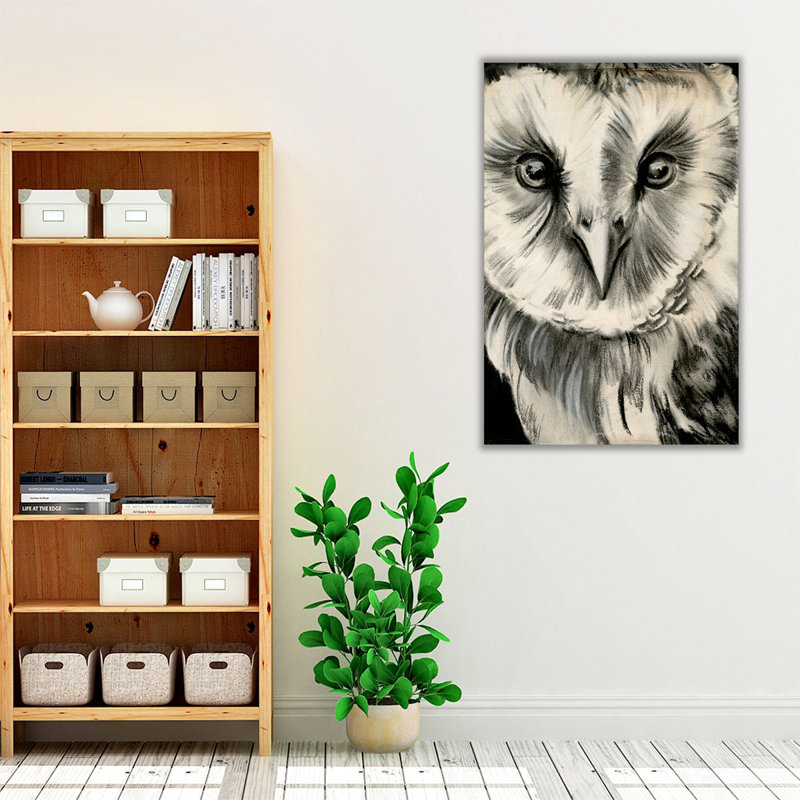 Charcoal Owl II - reproduction d'art sur toile, H 48 po x l 32 po