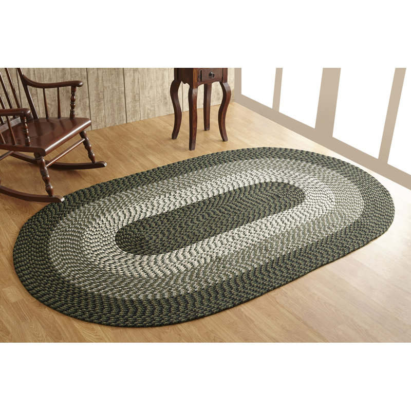Orme Hand Braided Hunter Area Rug, Oval 48" x 72"