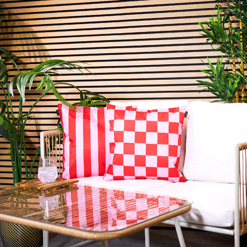 Bean Bag Bazaar Checkerboard & Stripe Indoor-Outdoor Cushions, Pink Striped