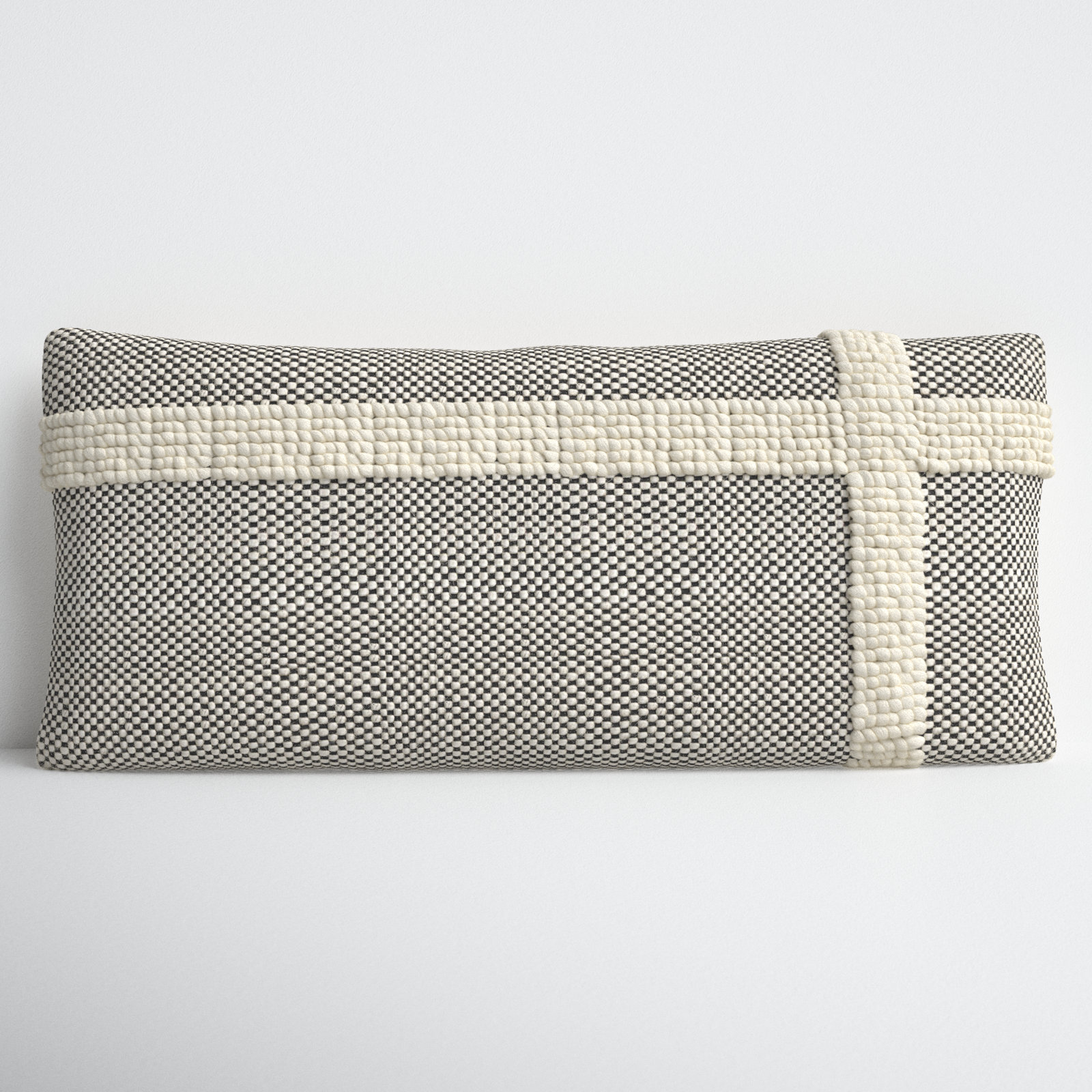 Sefarina Striped Wool Lumbar Throw Pillow, Polyester/Polyfill