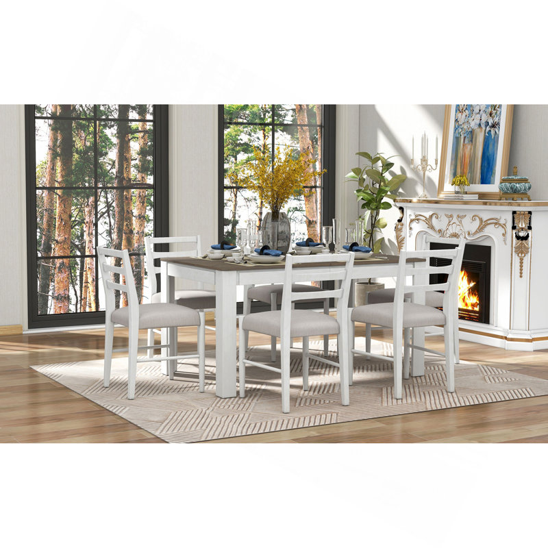 Ensemble de table de salle à manger en bois 7 pièces Farmhouse