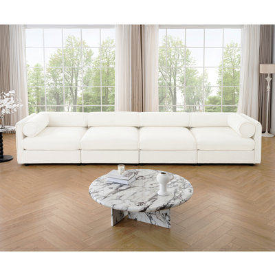 Canapé modulaire modulaire avec rangement, dossier cylindrique et accoudoirs, siège profond, confortable et durable pour le salon, canapé en L à 4 places