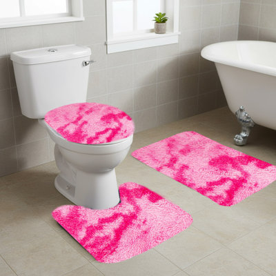 Tapis de bain épais d'hiver, couleurs assorties, ensemble de 3. Tapis de salle de bain d'hiver pour toilettes, doux, absorbants, antidérapants, épais, lavables, séchage rapide, couleur foncée.
