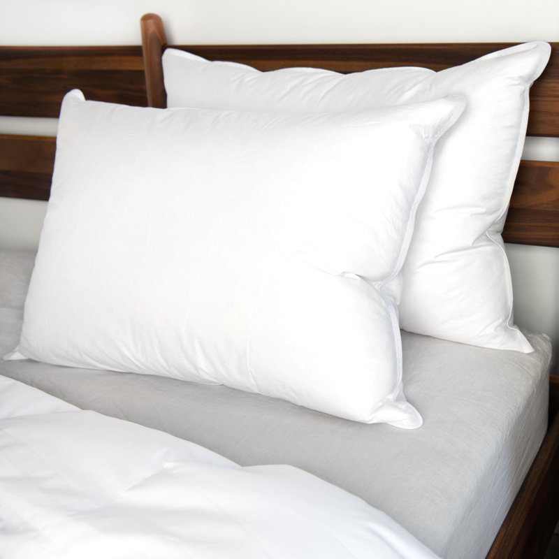 Medium White Duck Feather & Down Bed Pillow Pair with Cotton Shell