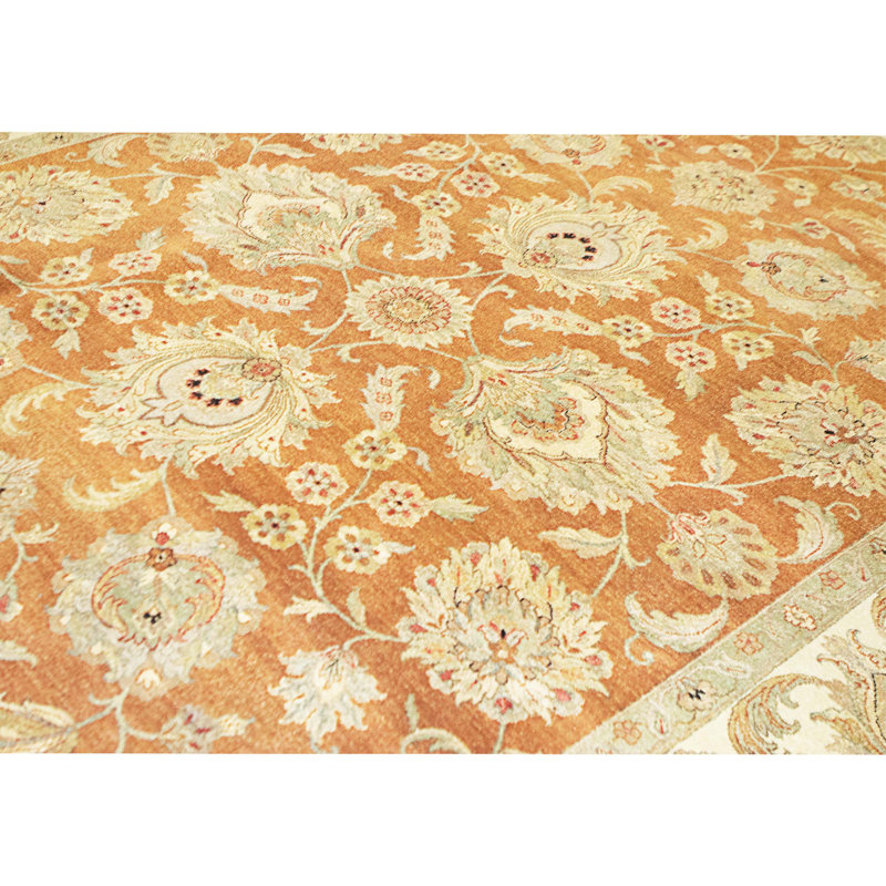 Hand Knotted Wool Area Rug in Rust And Ivory