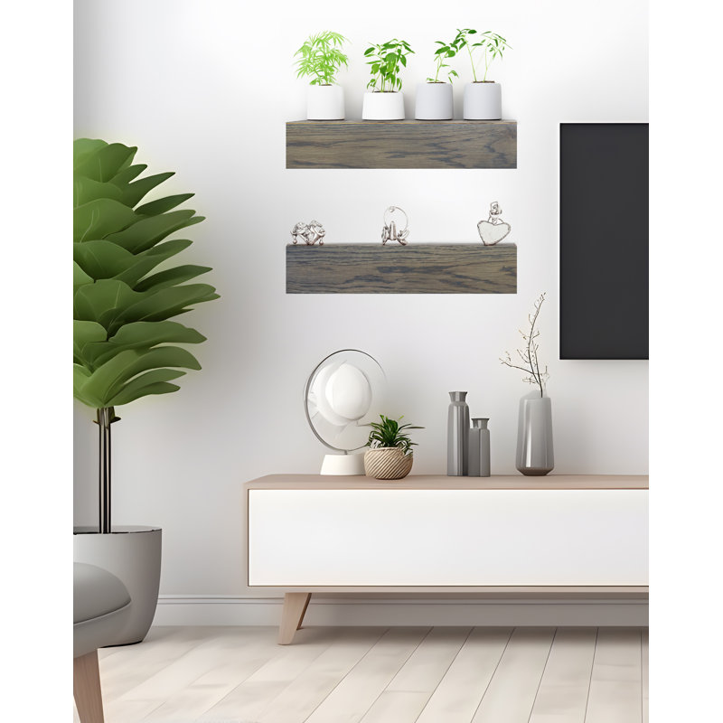 Tablette flottante 2 pièces Emerald Lee, Gris carbone, H 6 po x l 22 po x P 5 po